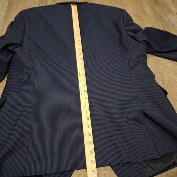 Tommy Hilfiger Mens Navy Pinstripe Suit Jacket Size 44R Two-Button Notch Lapel - Picture 2 of 8